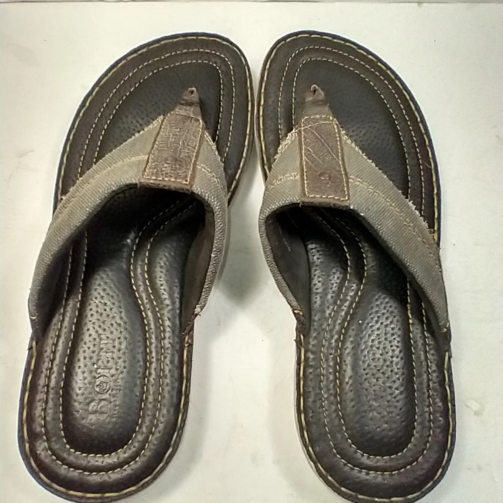Born Cavill Leather Canvas Thong Flip Flop Sandals Men's sz 9.